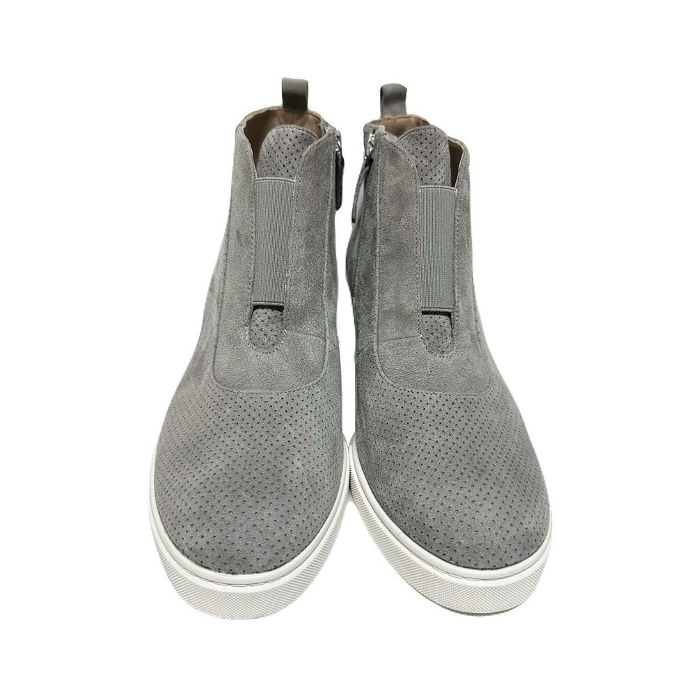 NEW Linea Paolo Anna Womens Size 9 Wedge Sneaker Bootie Gray Perforated Suede - Picture 3 of 9